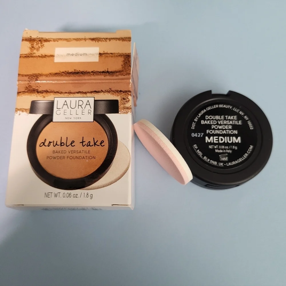 Laura Geller Double Take Baked Versatile Powder Foundation Medium .06oz (TS) NIB
